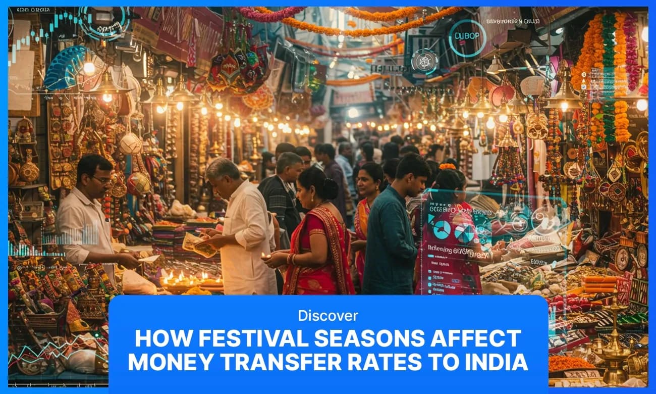 Cover image for article on how festival seasons affect money transfer rates to india