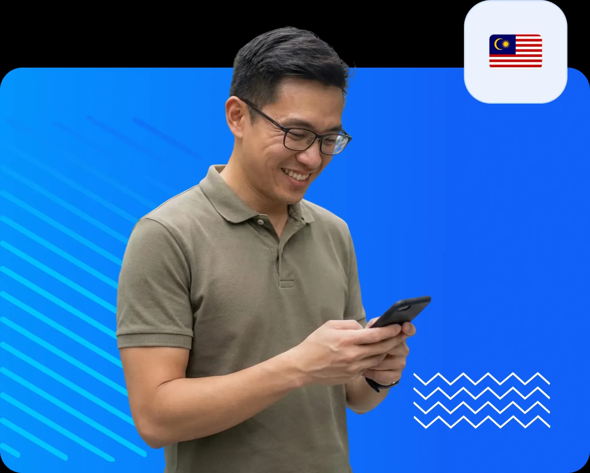 Man using smartphone to send money to malaysia 255c5e5e8d.